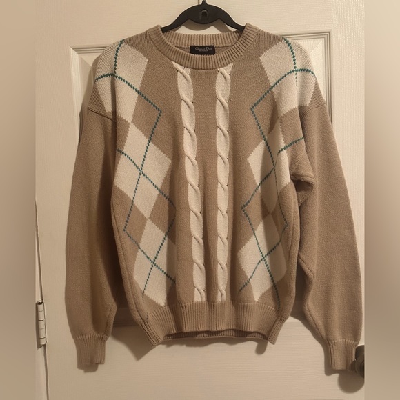 Dior Other - Vintage Christian Dior Argyle Cable Knit Men’s  Sweater  Size M